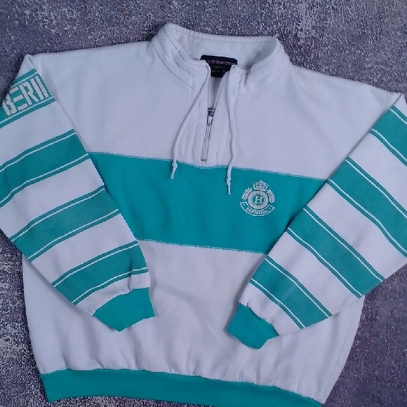 Vintage 90s BERMUDA Tourist White and Teal Sweater - Picture 4 of 12